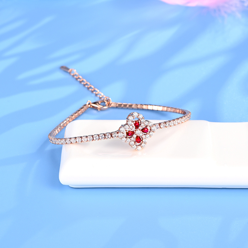 925银培育红宝石手链